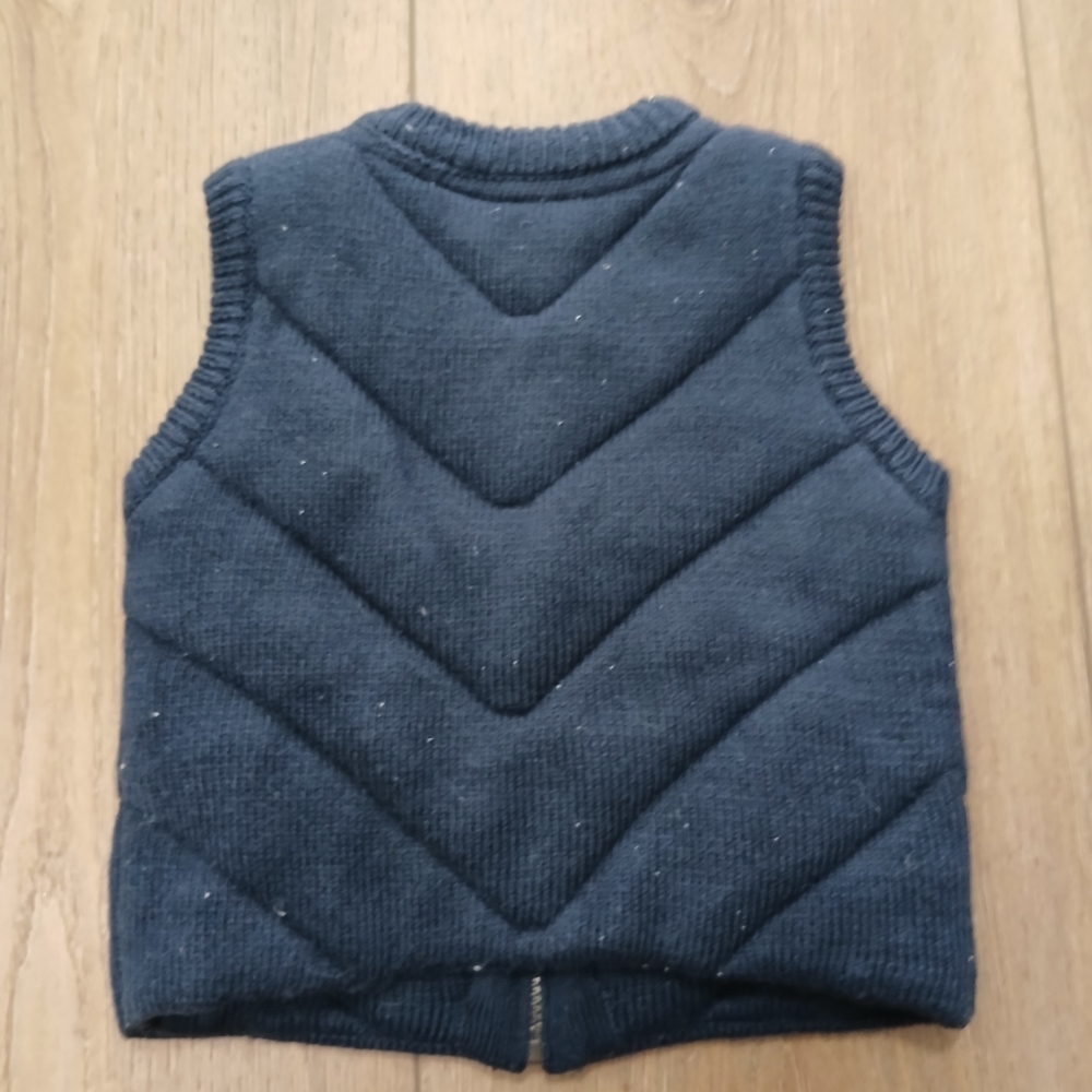 Zara Baby Knit Puffer Vest 6–9 Months Navy Blue Zip Up Preppy - Picture 4 of 5